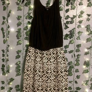 Aztec/geometric print black and white dress